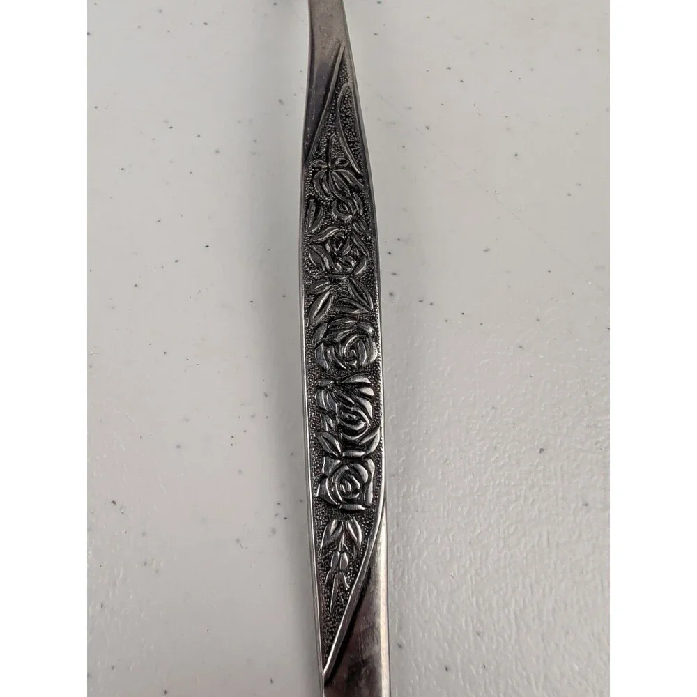 National CARESS Nasco ROSEVINE Stainless Korea Tablespoon Serving Spoon Vintage